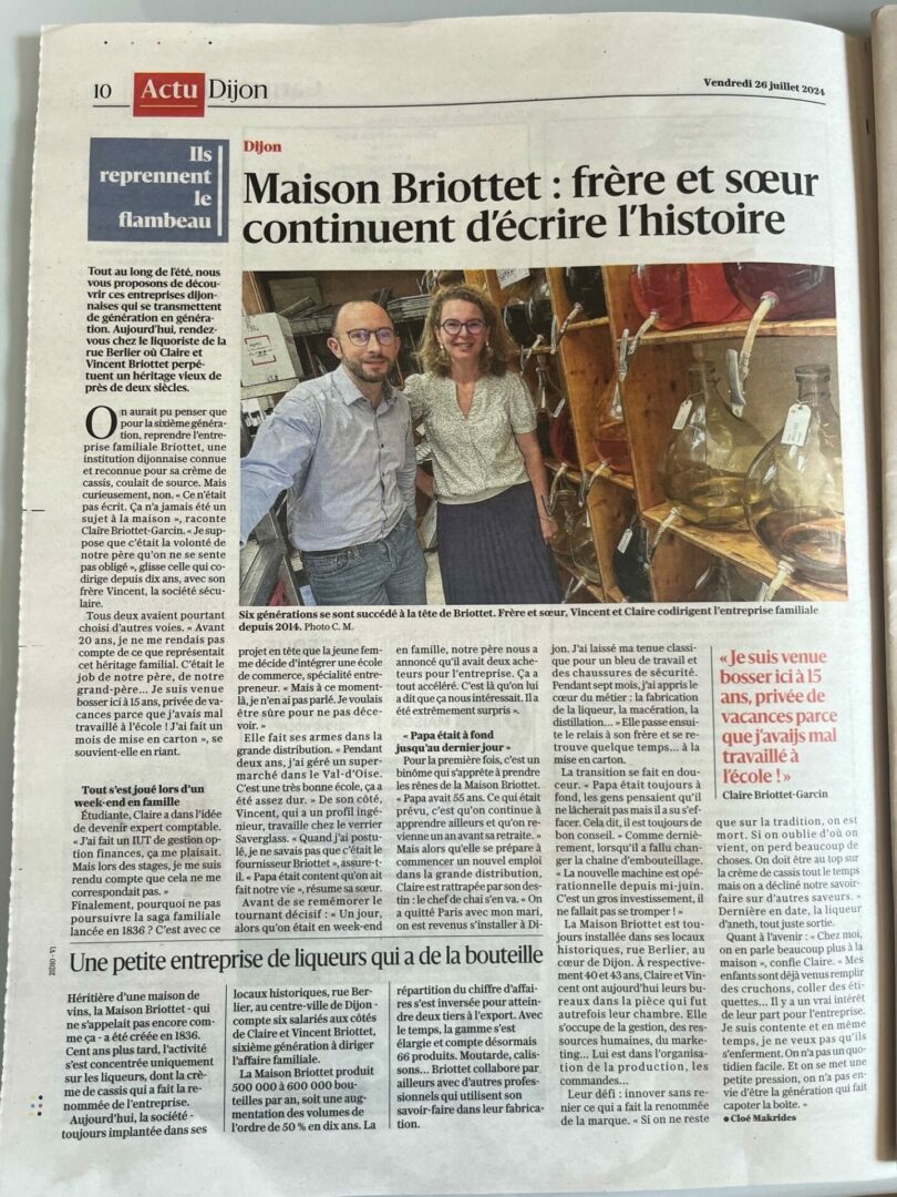 article maison briottet bien public transmission entreprise familiale