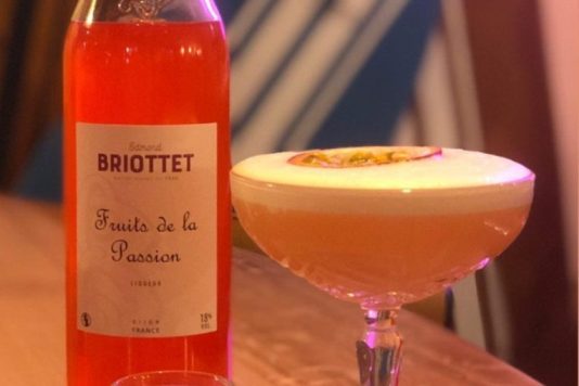 Pornstar Martini cocktail with passion fruit liqueur