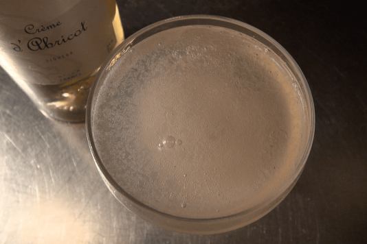 cocktail parker 75 avec liqueur d'abricot briottet et champagne et gin