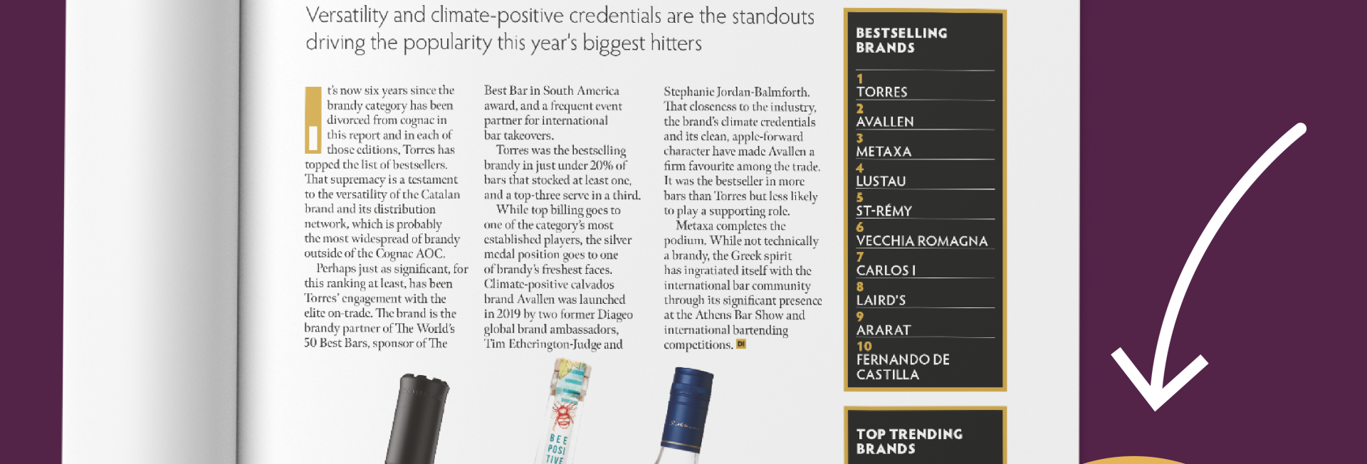 Page du magazine "Drinks international" sur la catégorie BRANDY