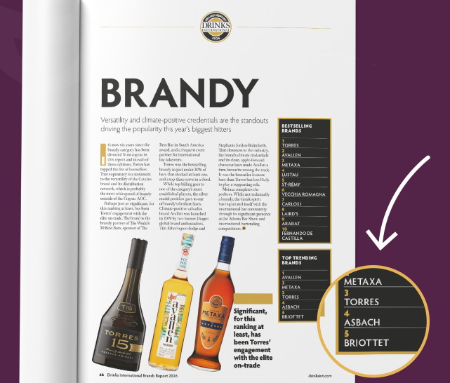 Page du magazine "Drinks international" sur la catégorie BRANDY